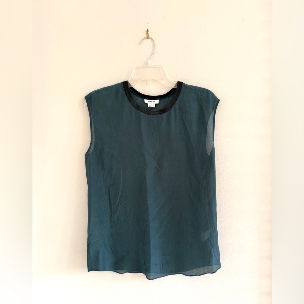 Helmut Lang Teal Sleeveless Women's Silk Top